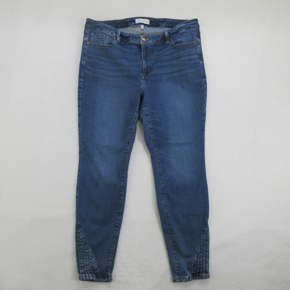 Lane Bryant Women Jeans 16 Mid Rise Skinny Flex Magic Waistband Pleated Blue